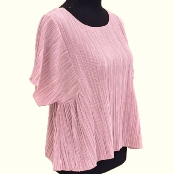MADEWELL Mauve Texture & Thread Micropleat Short Sleeve Boxy Top Size Small - Picture 7 of 9